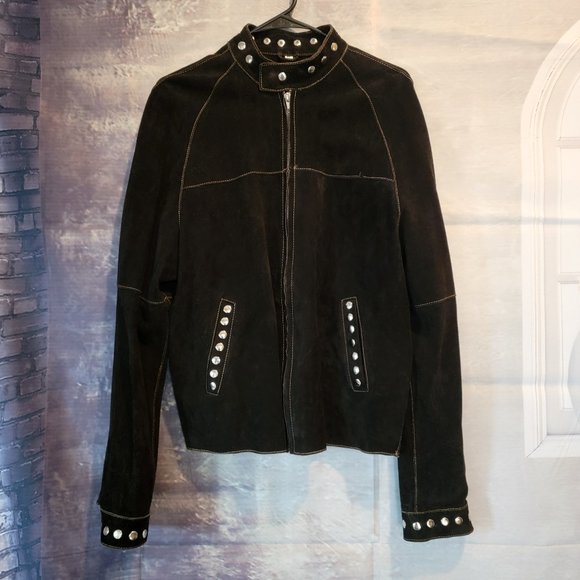 P.A.R.O.S.H. Jackets & Blazers - P.A.R.O.S.H. Vintage Suede/Leather Jacket with studs PAROSH UNISEX